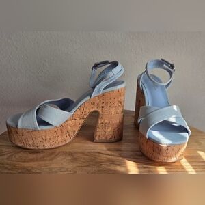 Madden Girl Light Blue Cork Platform Heels